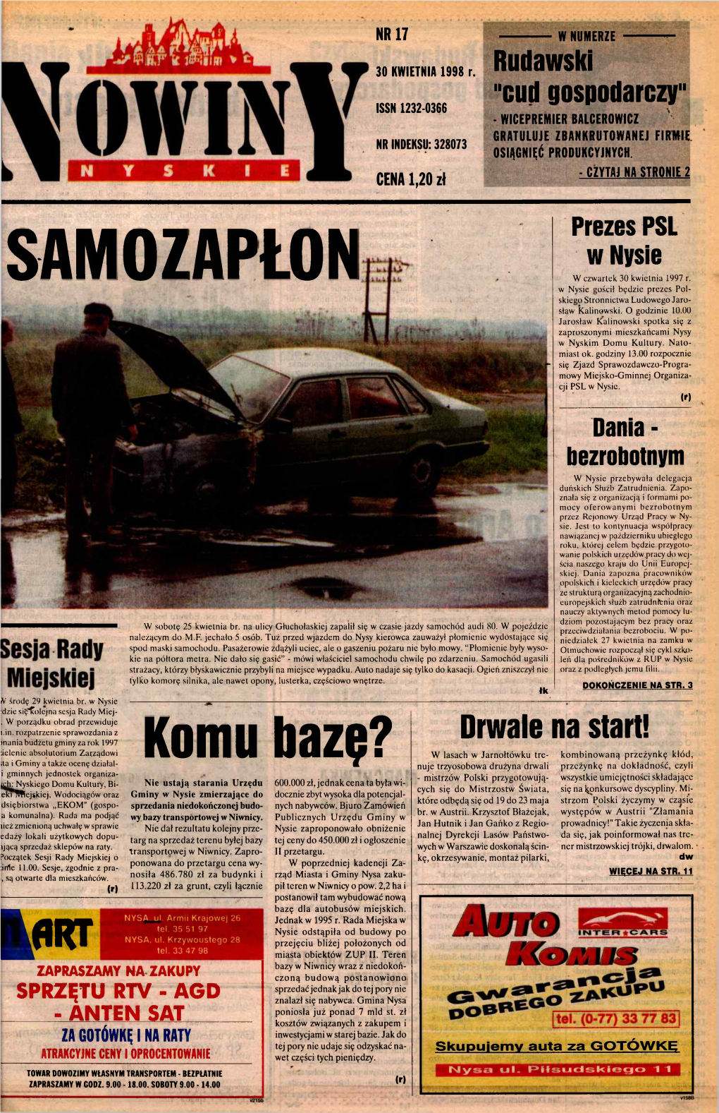 SAMOZAPŁON W Czwartek 30 Kwietnia 1997 R