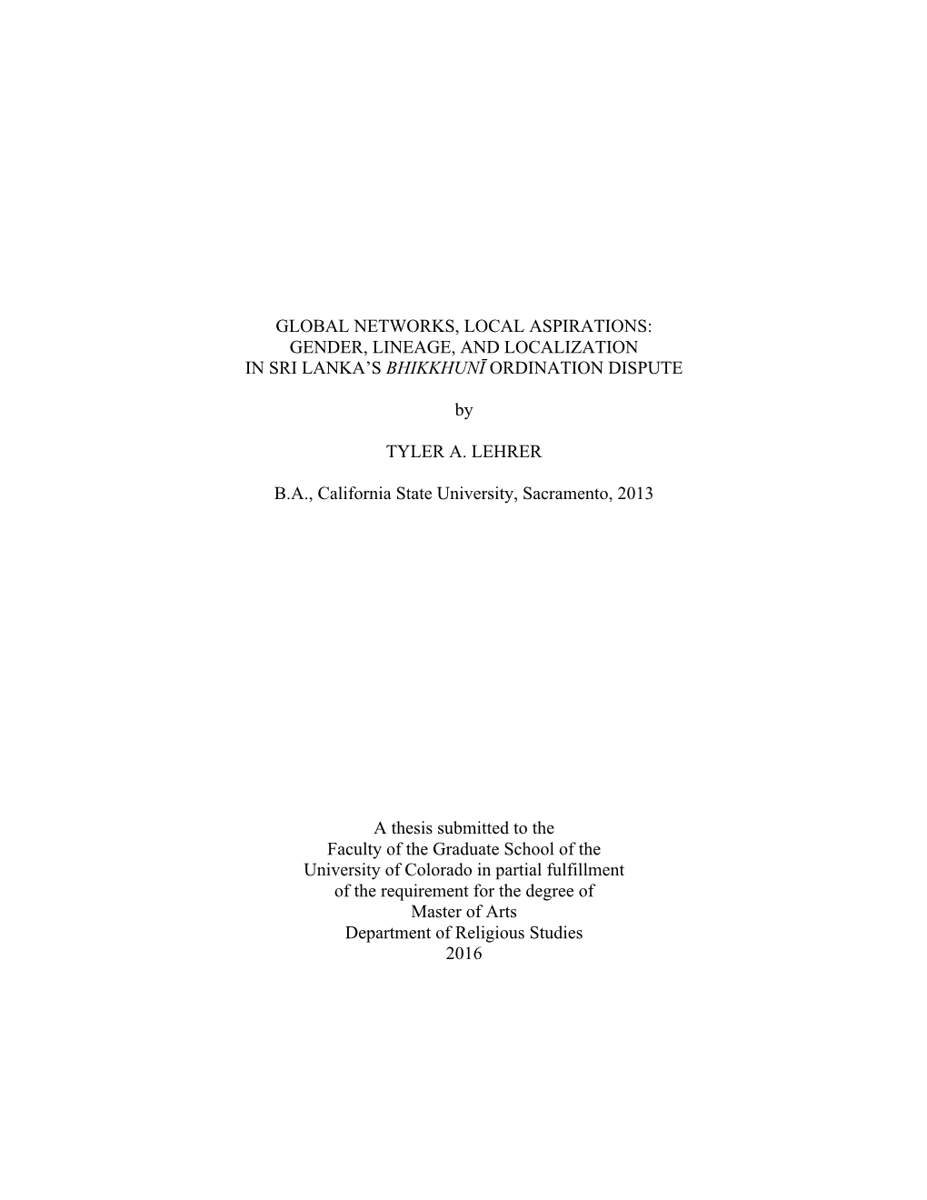 Gender, Lineage, and Localization in Sri Lanka's