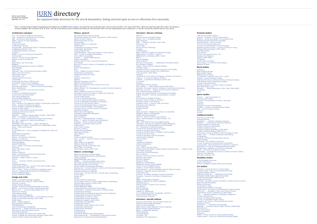 JURN : the Directory of Scholarly Ejournals in The