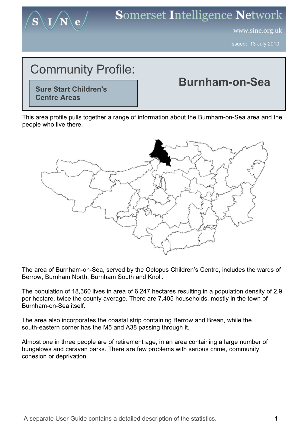 Burnham-On-Sea Sure Start Children's Centre Areas