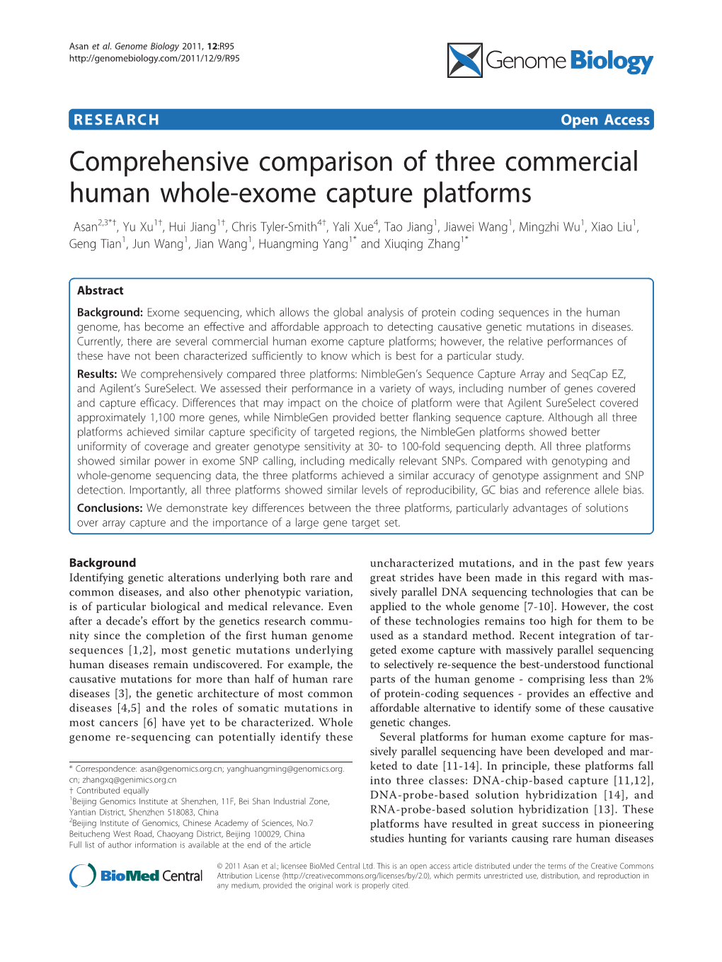 Comprehensive Comparison of Three Commercial Human Whole-Exome