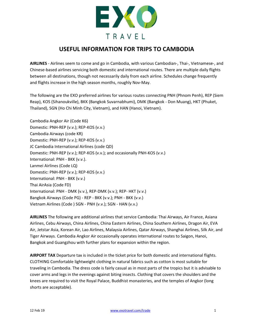 Useful Information for Trips to Cambodia