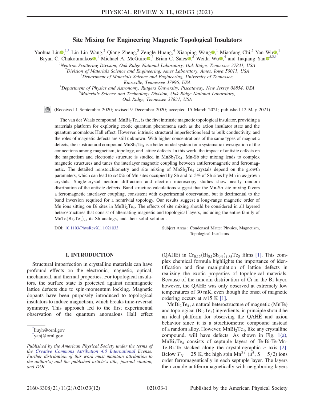 Site Mixing for Engineering Magnetic Topological Insulators