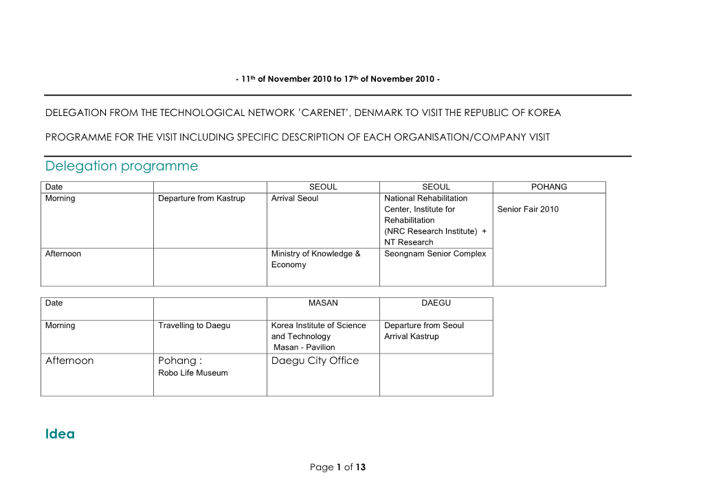 Delegation Programme Idea