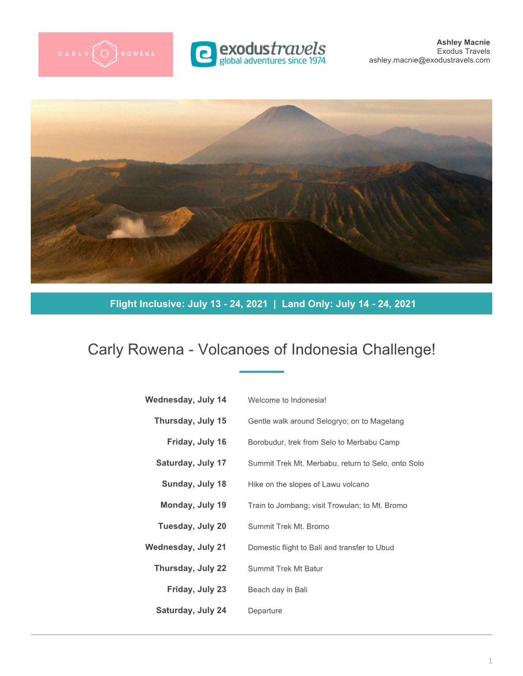 Carly Rowena - Volcanoes of Indonesia Challenge!