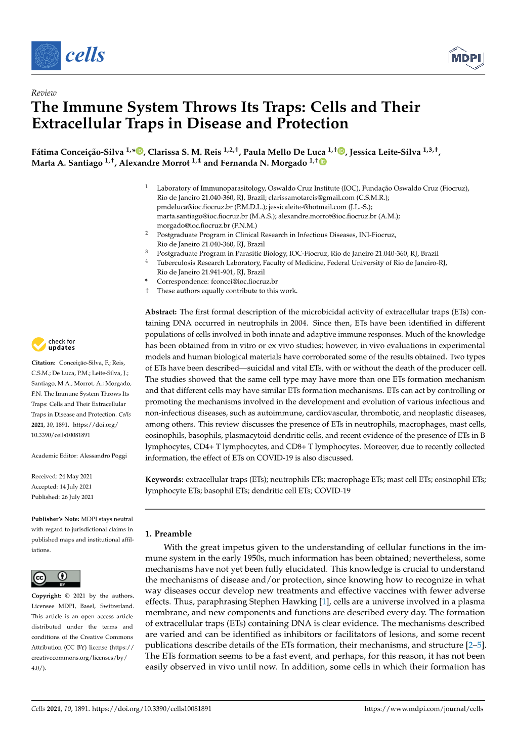 The Immune System Throws Its Traps: Cells and Their Extracellular Traps in Disease and Protection