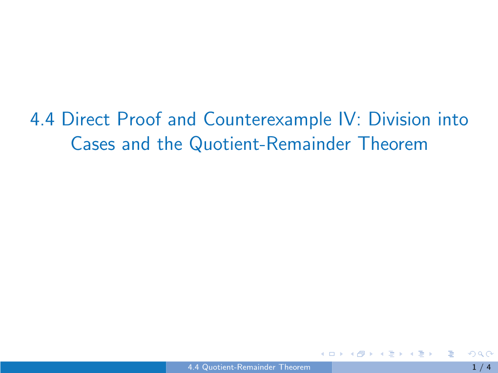 Division Into Cases and the Quotient-Remainder Theorem