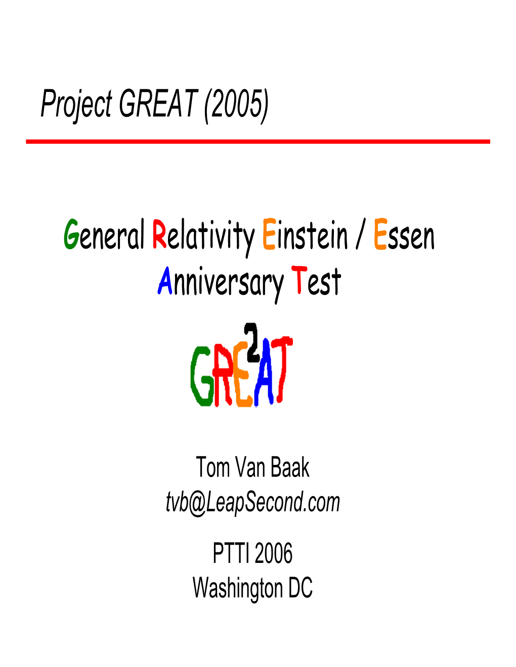 Project GREAT PTTI-2006 PPT-PDF