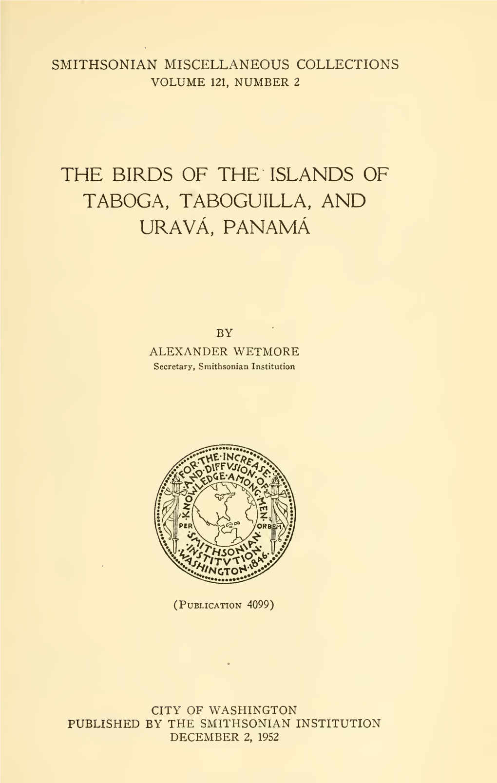 The Birds of the Islands of Taboga, Taboguilla, and Urava, Panama