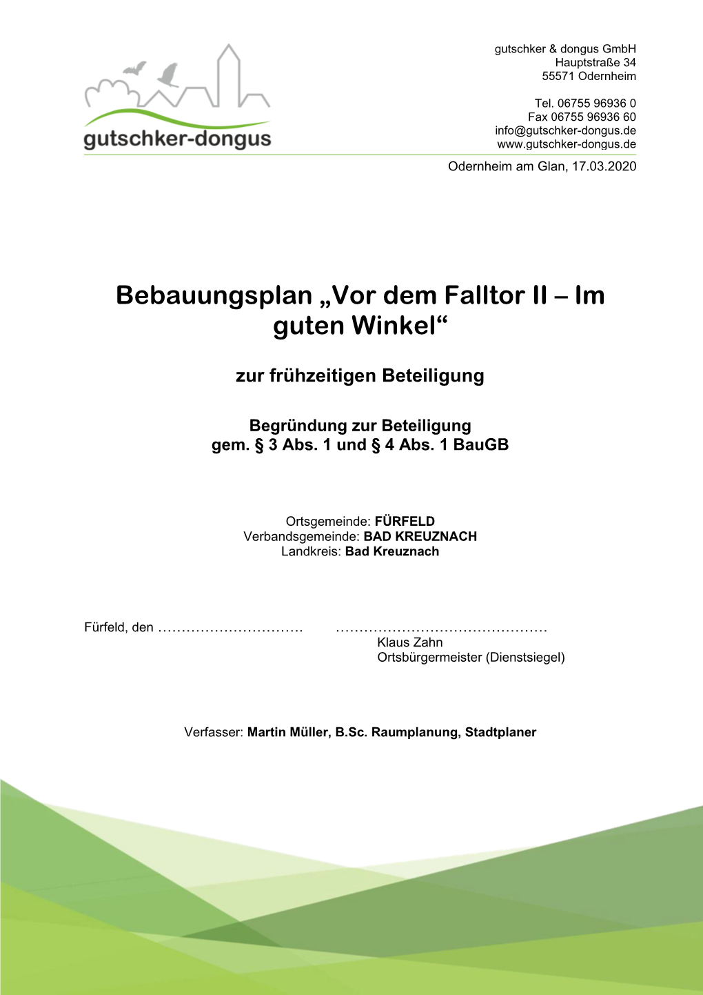 Bebauungsplan „Vor Dem Falltor II – Im Guten Winkel“