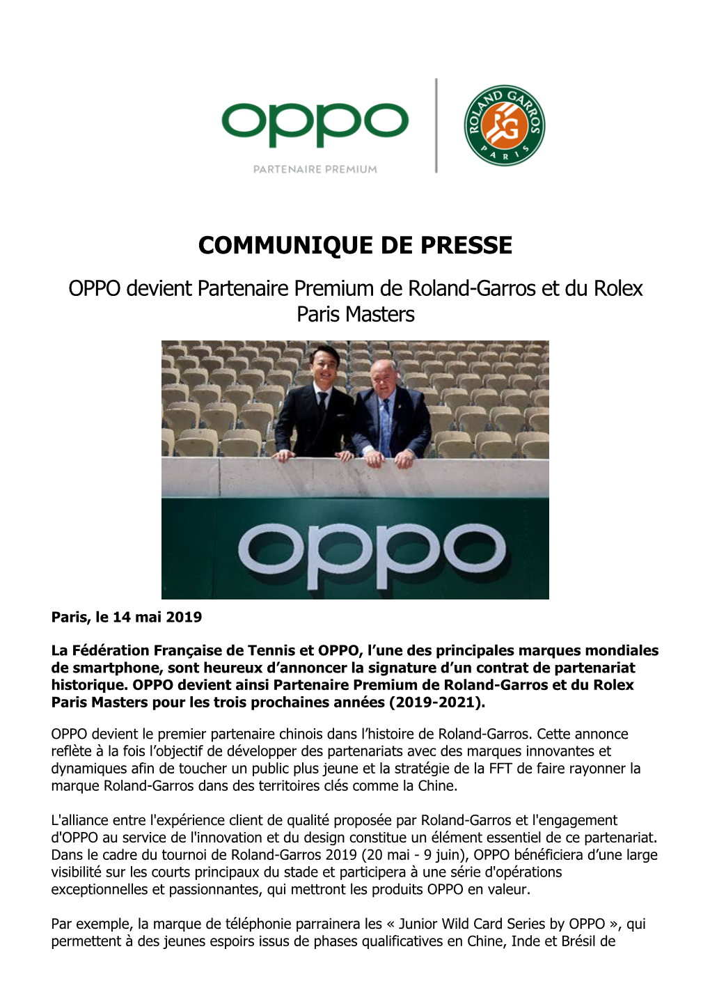 Communique Roland-Garros