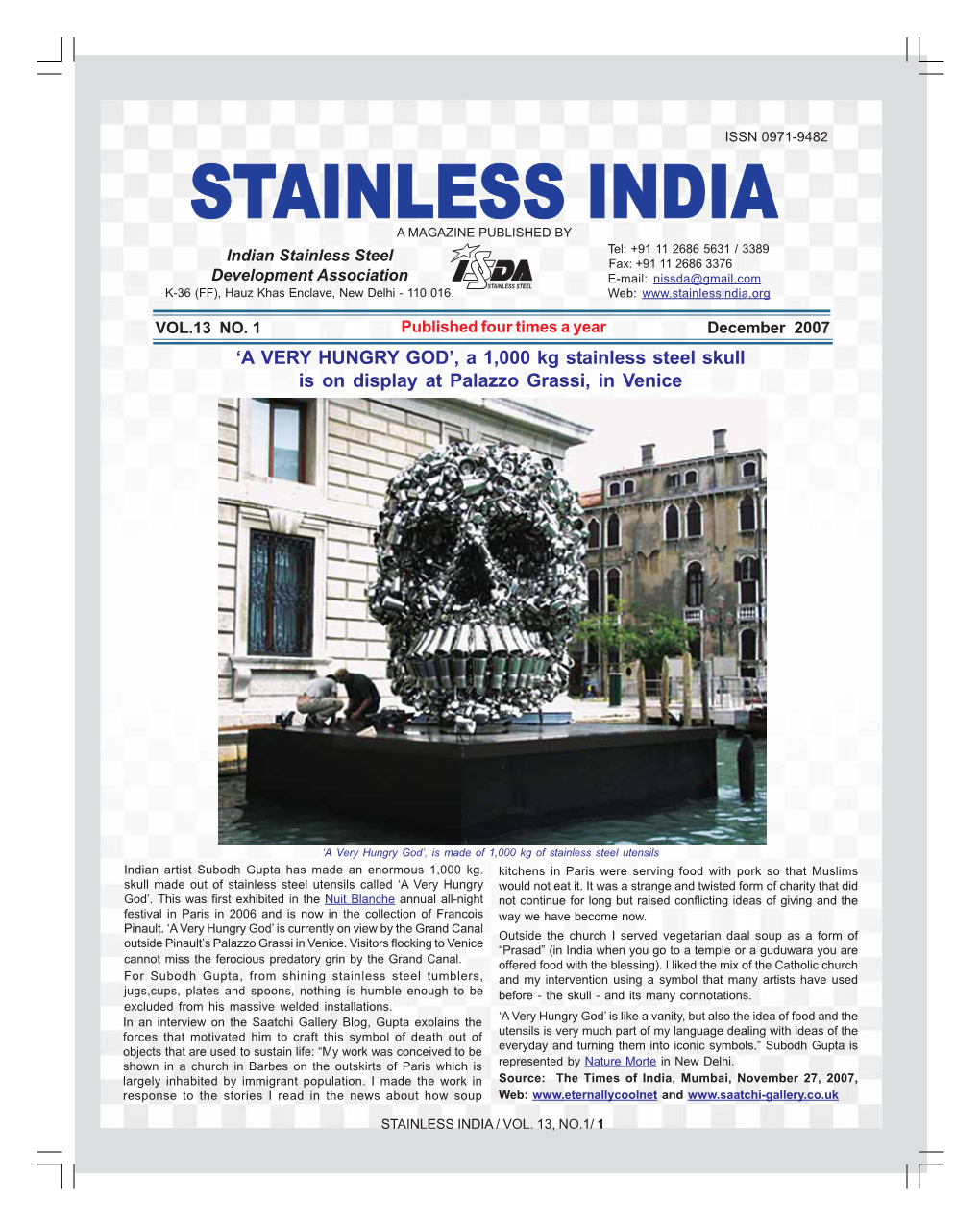 A VERY HUNGRY GOD’, a 1,000 Kg Stainless Steel Skull Is on Display at Palazzo Grassi, in Venice