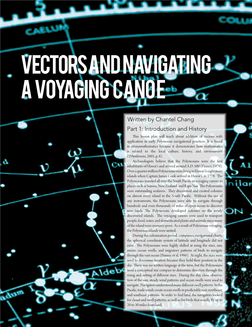 Vectors and Navigating a Voyaging Canoe