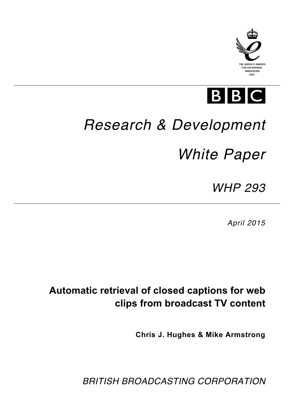 Research & Development White Paper