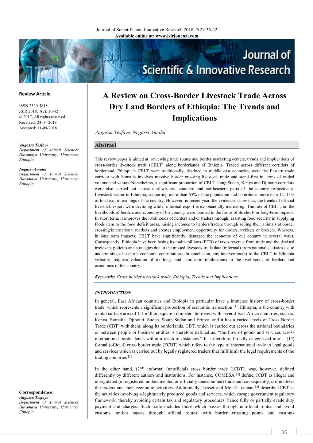 A Review on Cross-Border Livestock Trade Across Dry Land Borders of Ethiopia: the Trends and Implications