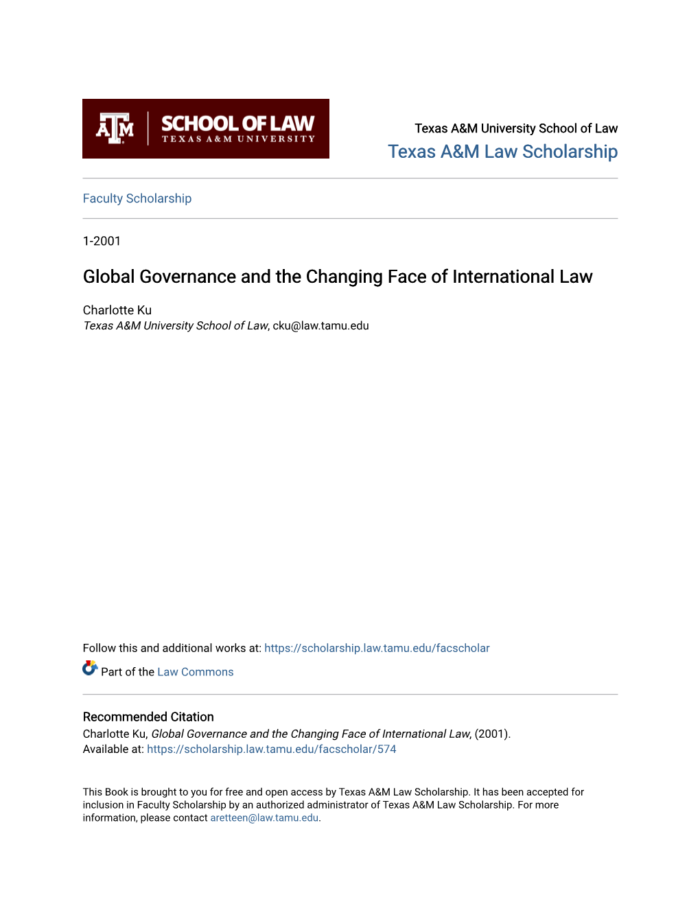 Global Governance and the Changing Face of International Law