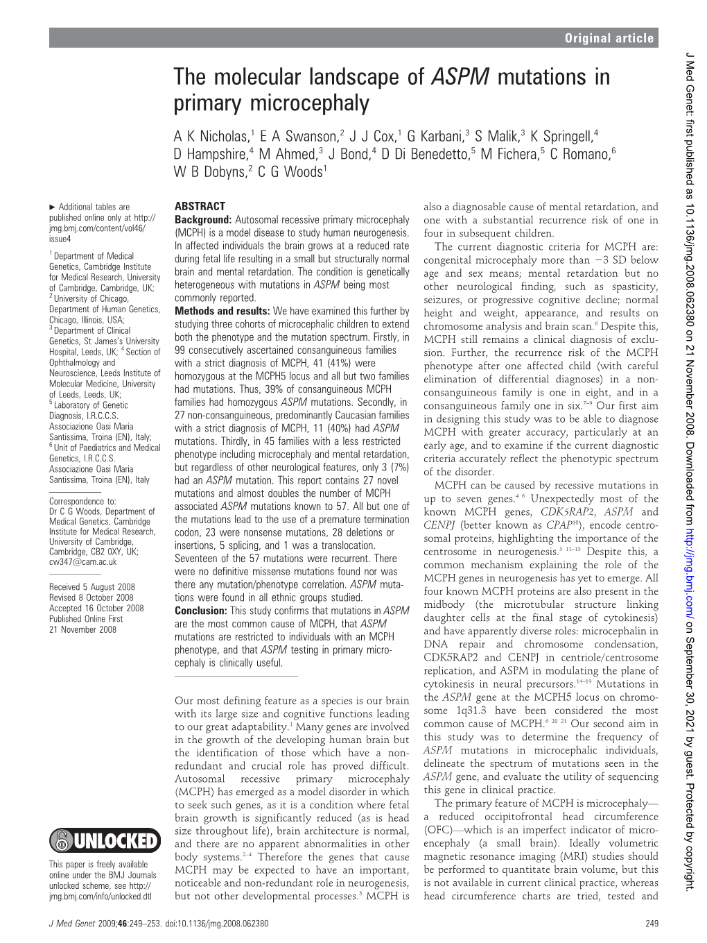 The Molecular Landscape of ASPM Mutations in Primary Microcephaly