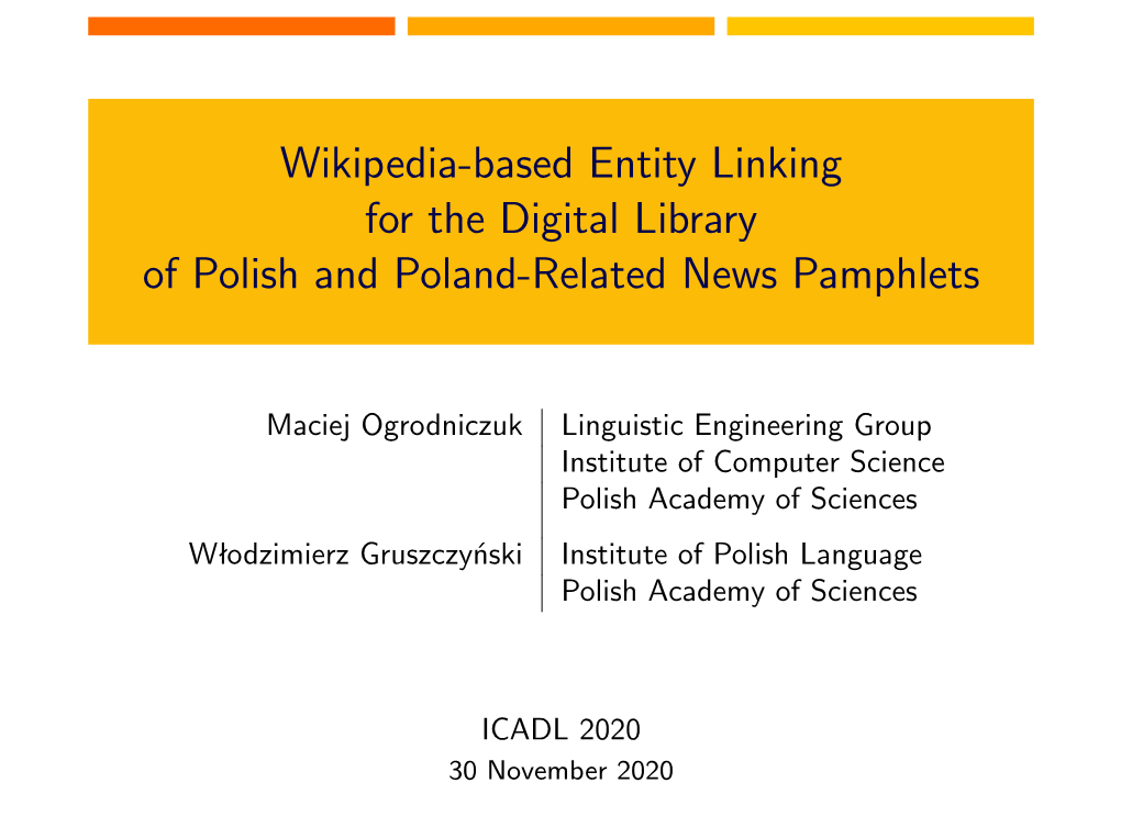 Wikipedia-Based Entity Linking for the Digital Library of Polish and Poland-Related News Pamphlets