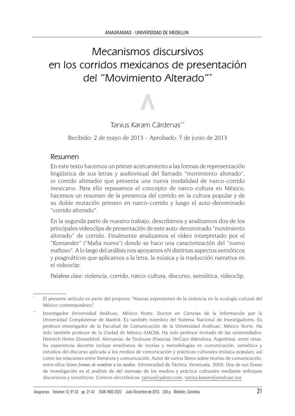 Movimiento Alterado”*