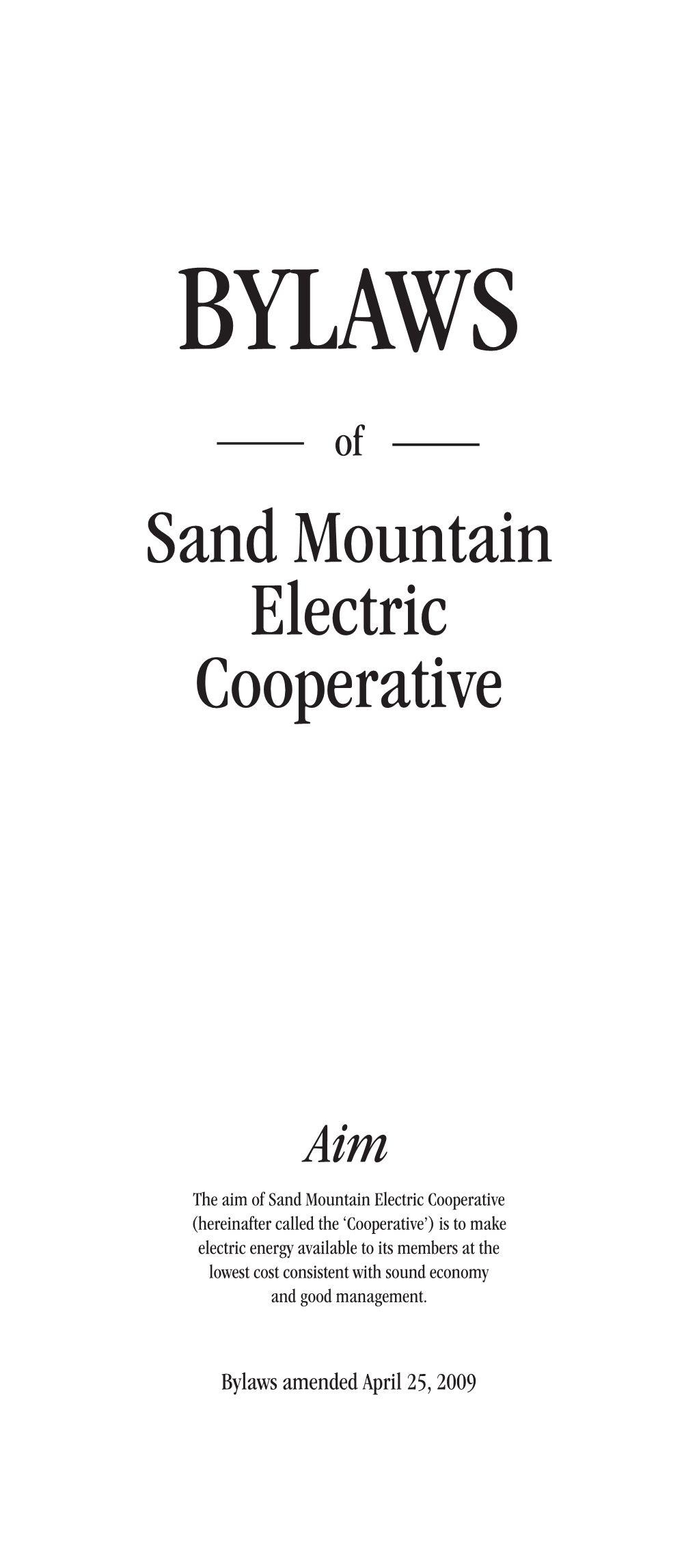BYLAWS of Sand Mountain Electric Cooperative