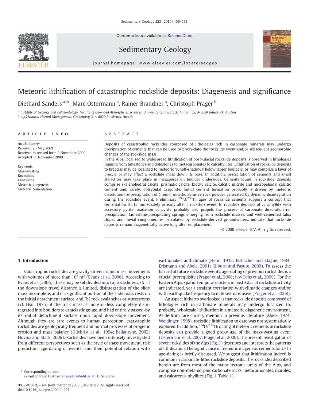 Meteoric Lithification of Catastrophic Rockslide Deposits