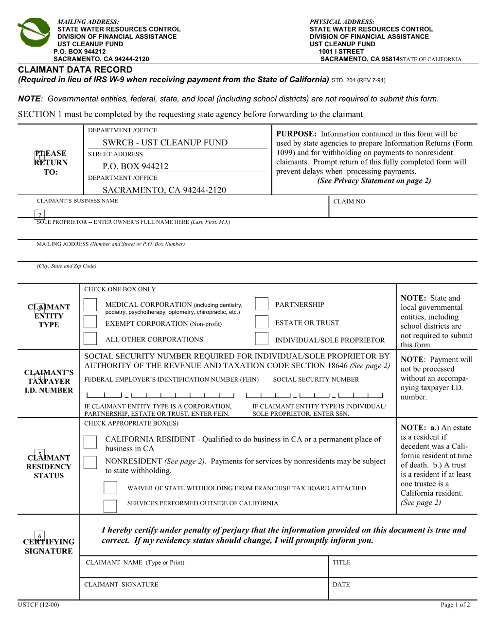 State of California s99