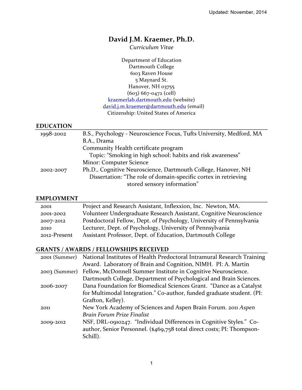 David Kraemer Cv