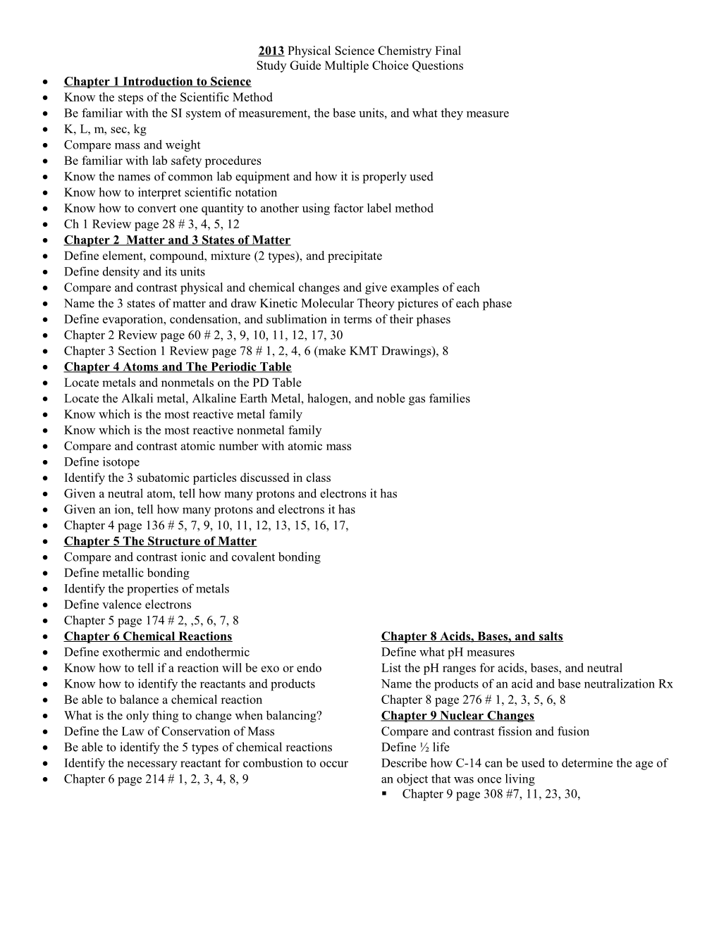 Physical Science A: Syllabus 2007-2008