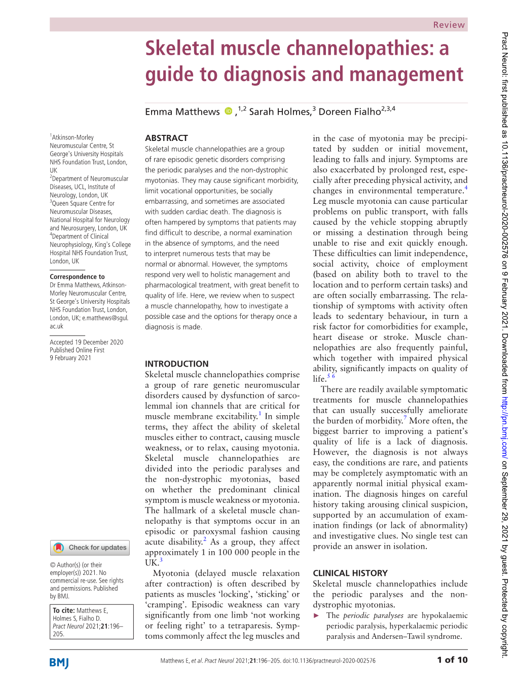 Skeletal Muscle Channelopathies: a Guide to Diagnosis and Management