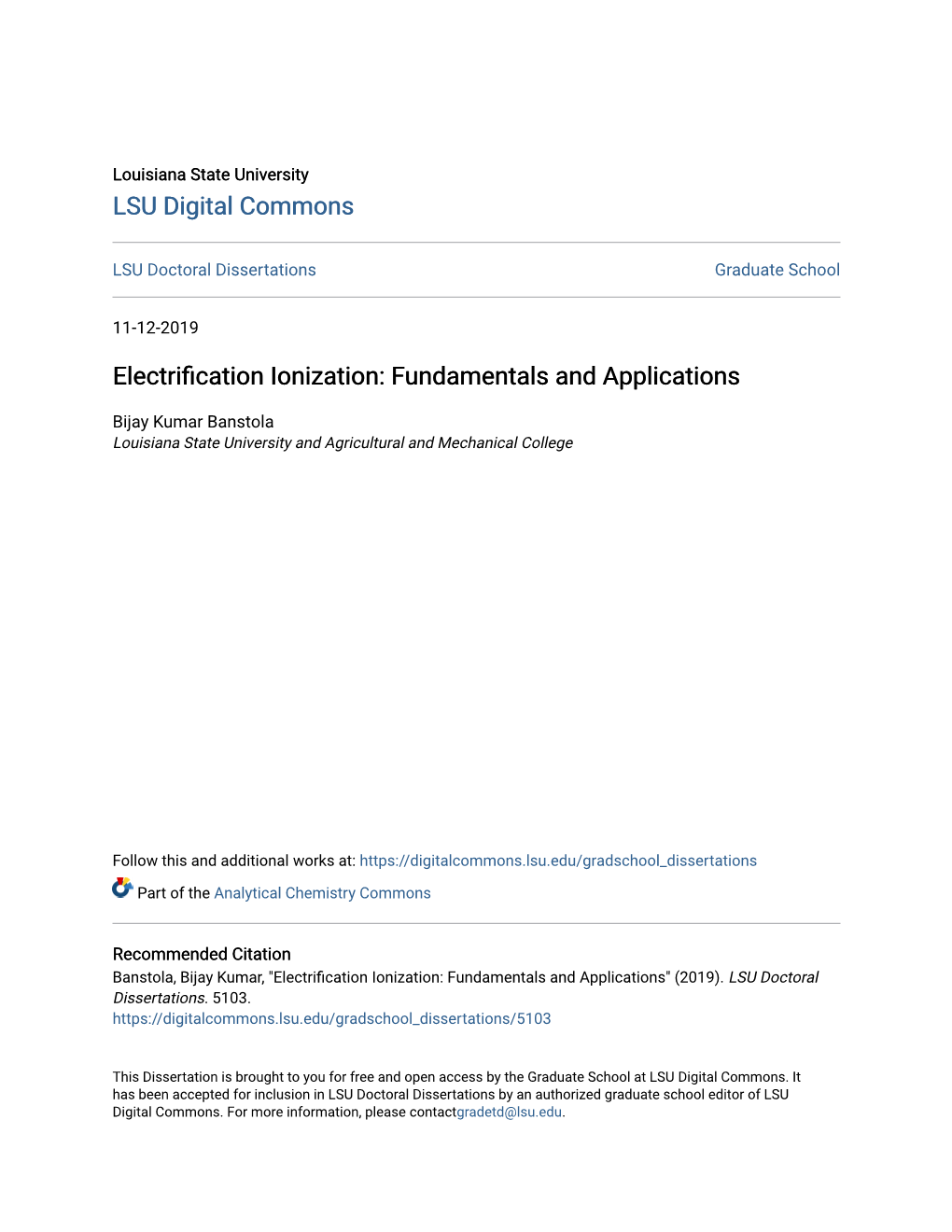 Electrification Ionization: Fundamentals and Applications