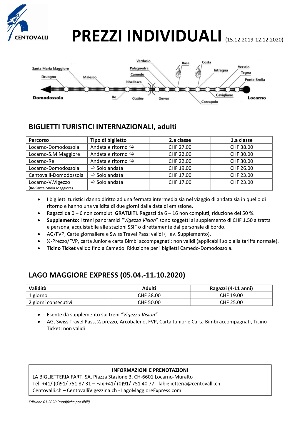 BIGLIETTI TURISTICI INTERNAZIONALI, Adulti