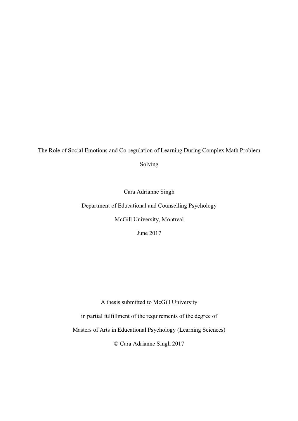 The Role of Social Emotions and Co-Regulation of Learning During Complex Math Problem