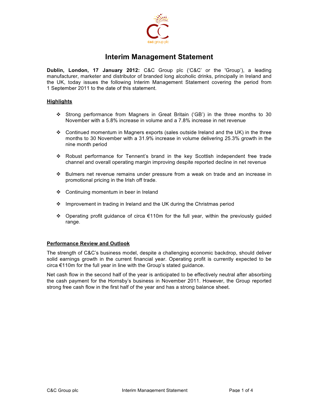 Interim Management Statement