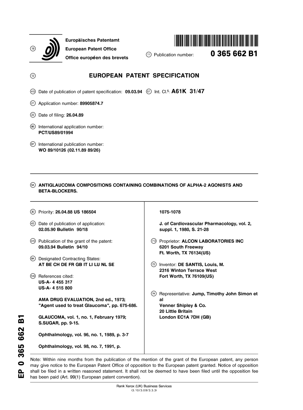 Antiglaucoma Compositions Containing Combinations of Alpha-2 Agonists and Beta-Blockers