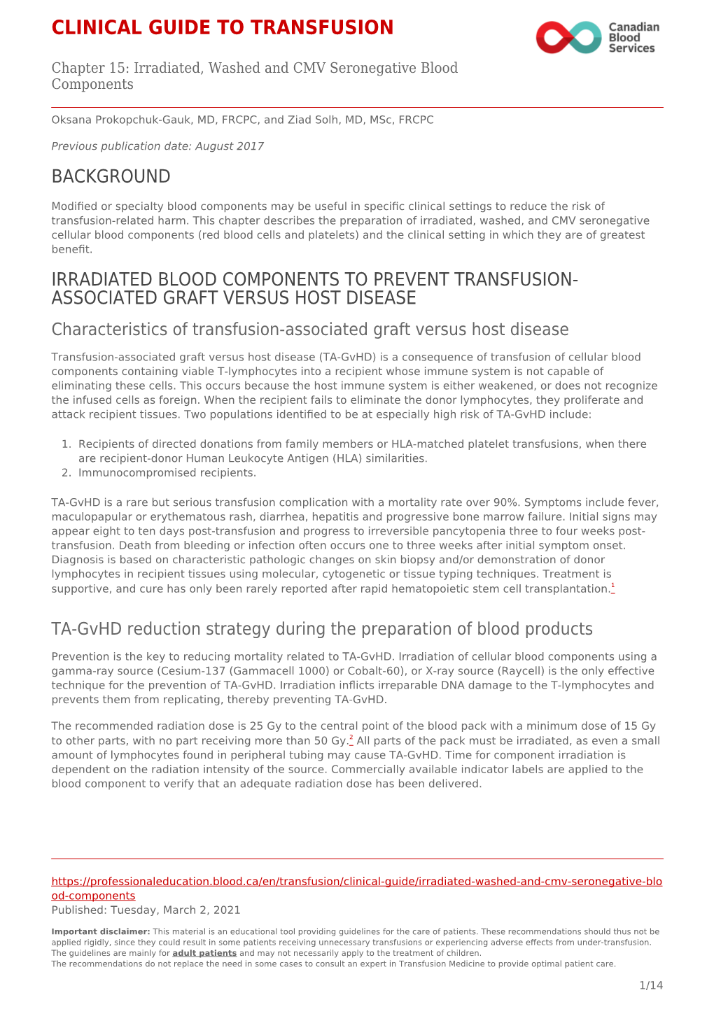 Clinical Guide to Transfusion