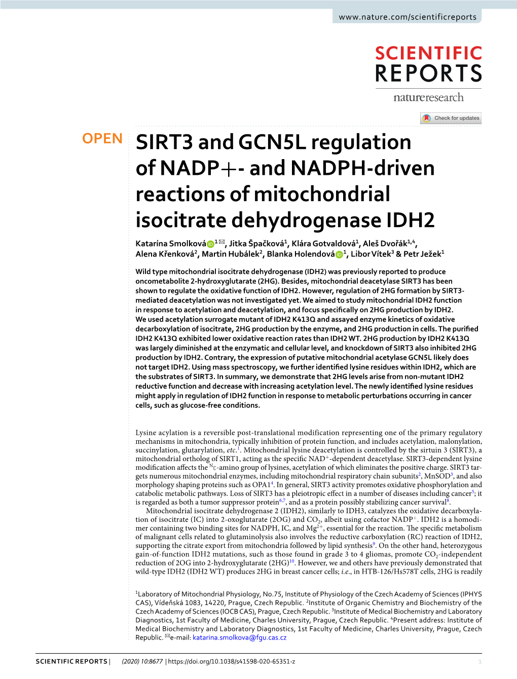 And NADPH-Driven Reactions of Mitochondrial Isocitrate