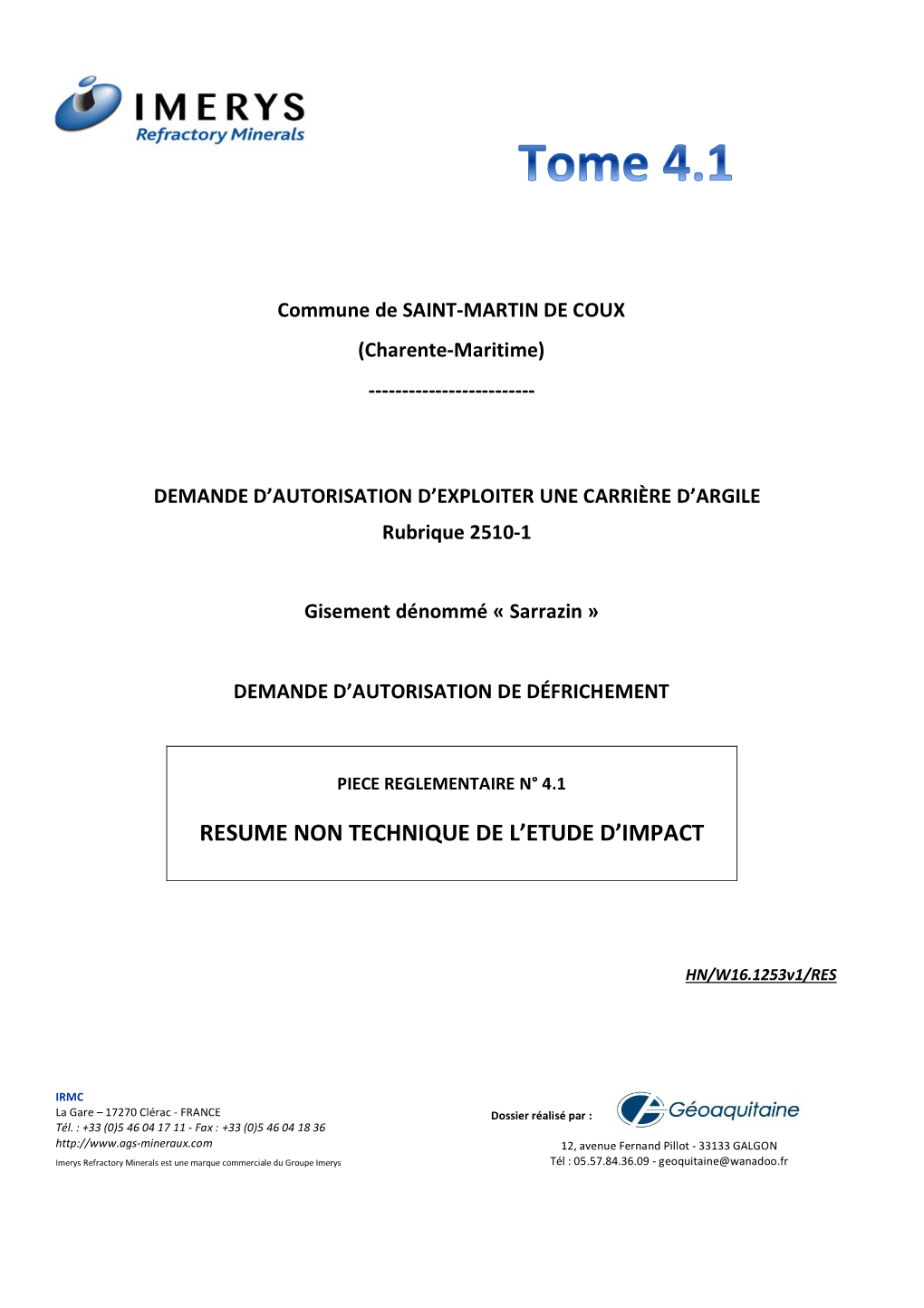 Resume Non Technique De L'etude D'impact