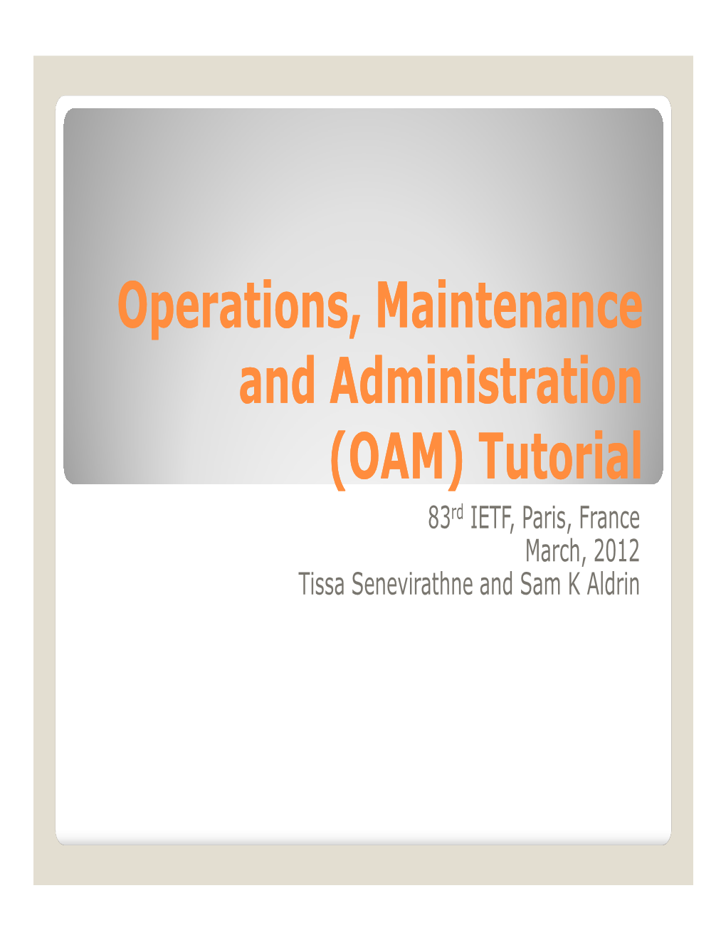 OAM Tutorial V5