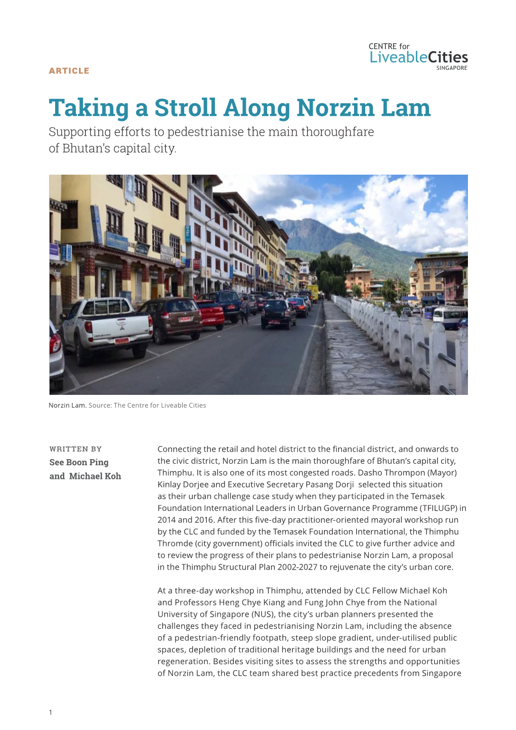 Taking a Stroll Along Norzin Lam Supporting Efforts to Pedestrianise the Main Thoroughfare of Bhutan’S Capital City