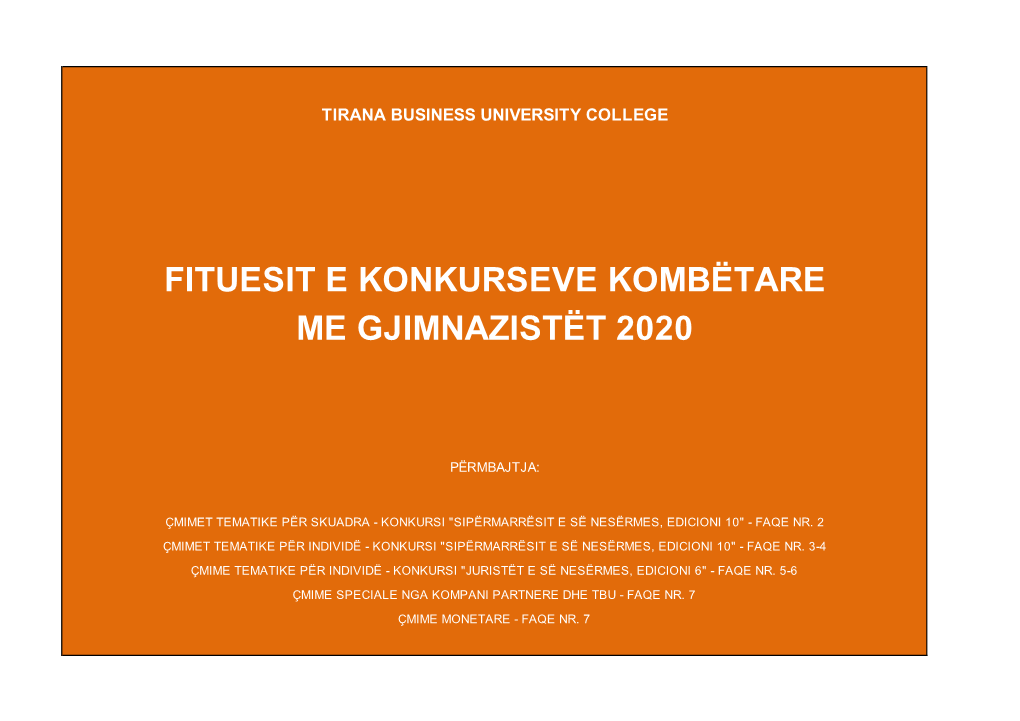 Me Gjimnazistët 2020 Fituesit E Konkurseve Kombëtare