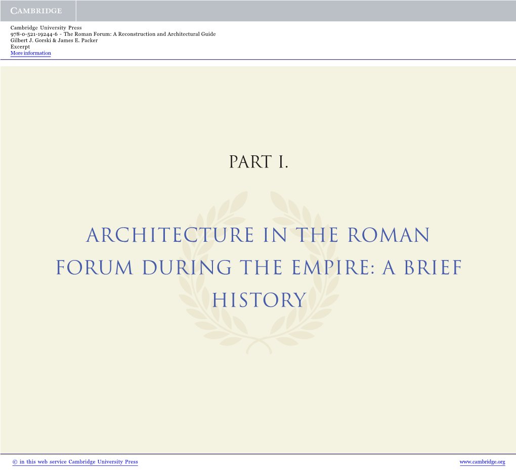 Architecture in the Roman Forum During the Empire: a Brief History