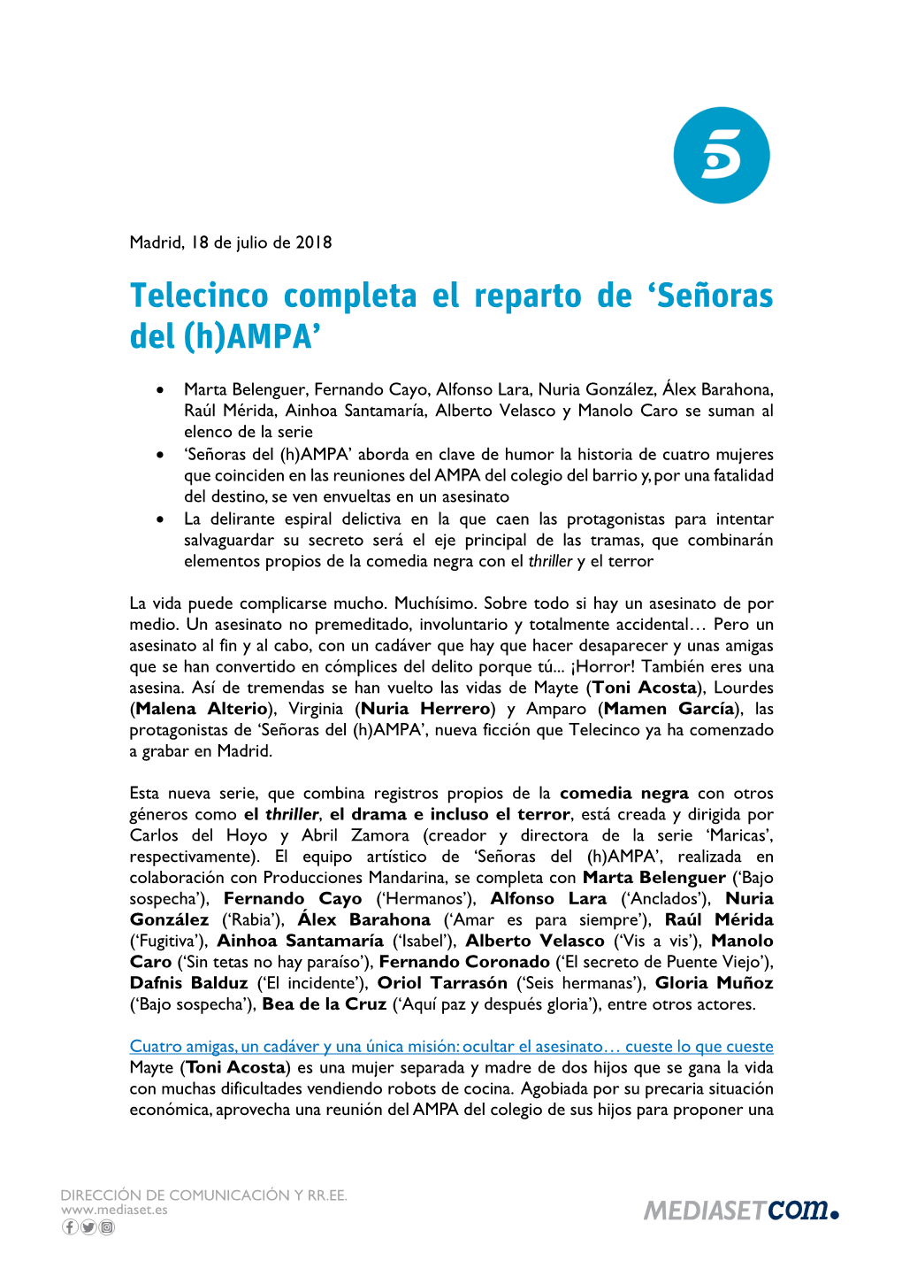 Telecinco Completa El Reparto De 'Señoras Del (H)AMPA'