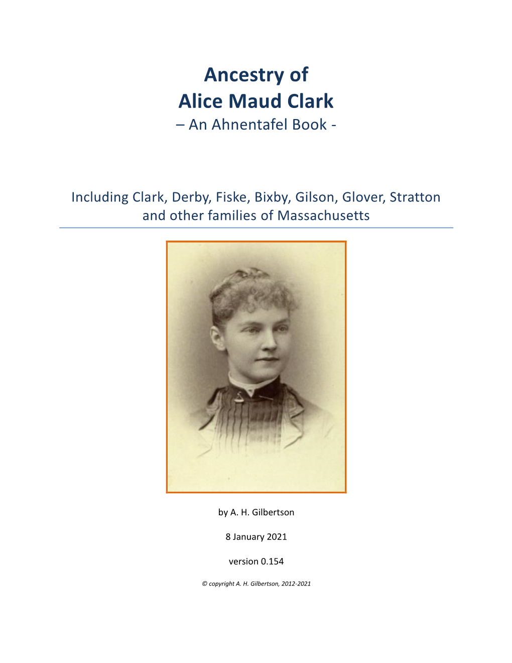 Ancestry of Alice Maud Clark – an Ahnentafel Book