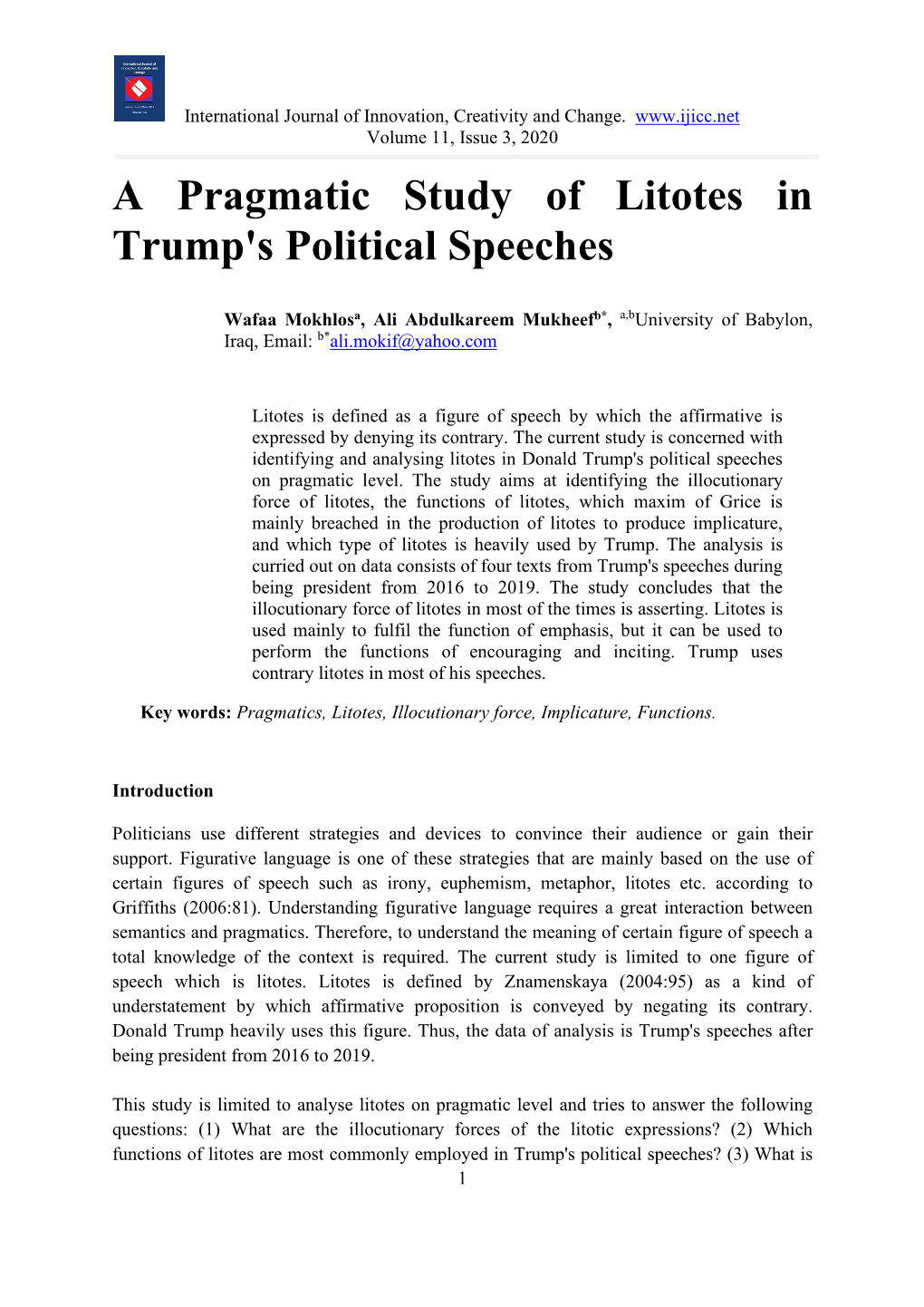 A Pragmatic Study of Litotes in Trump's Political Speeches