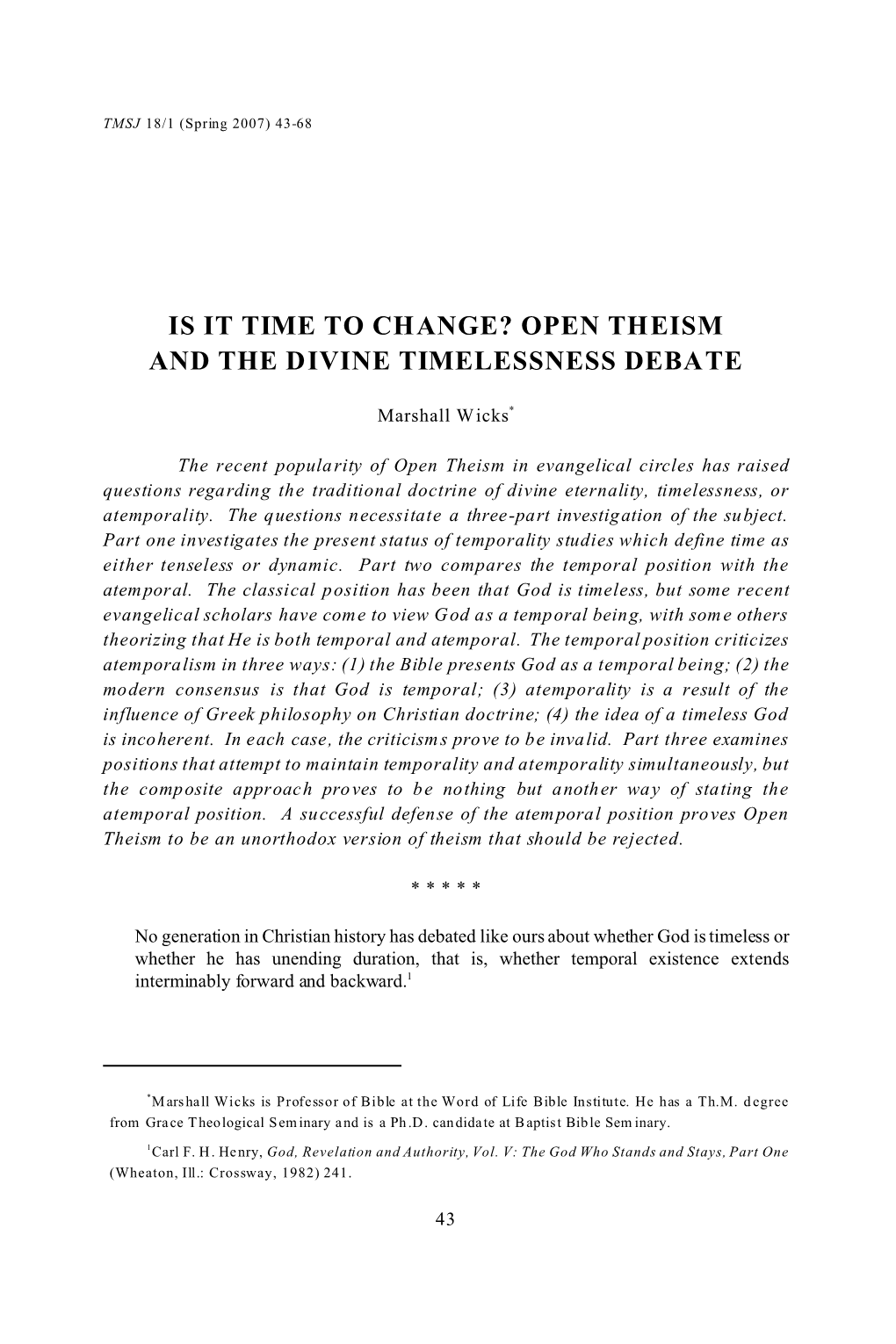 Open Theism and the Divine Timelessness Debate