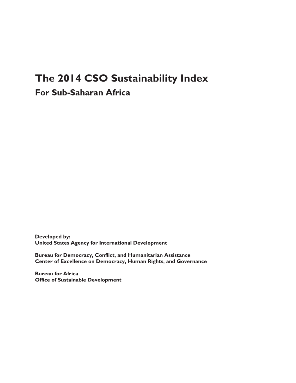 2014 CSO Sustainability Index for Sub-Saharan Africa