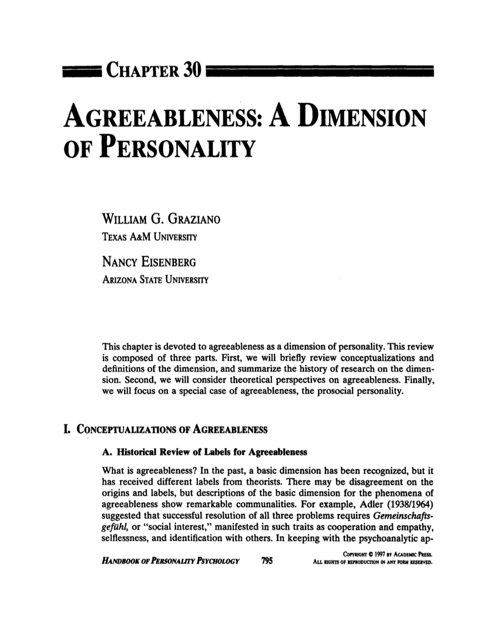 Agreeableness: a Dimension of Personality