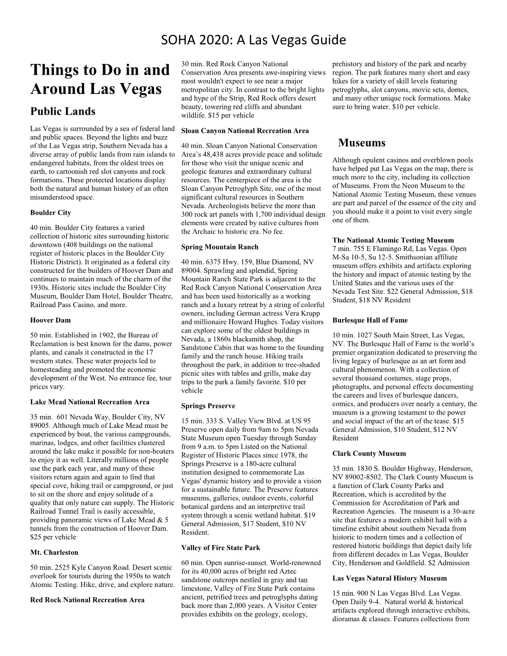 Things to Do in and Around Las Vegas