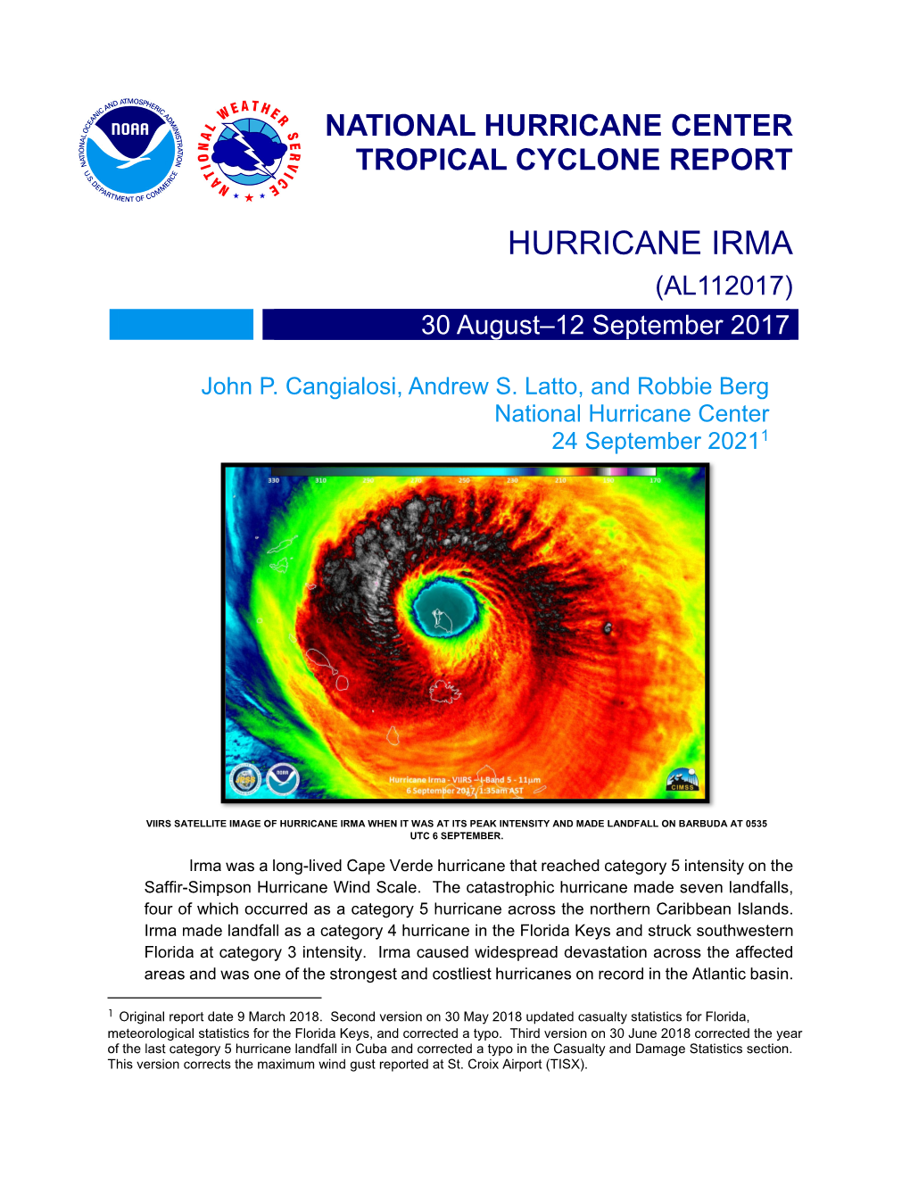 HURRICANE IRMA (AL112017) 30 August–12 September 2017