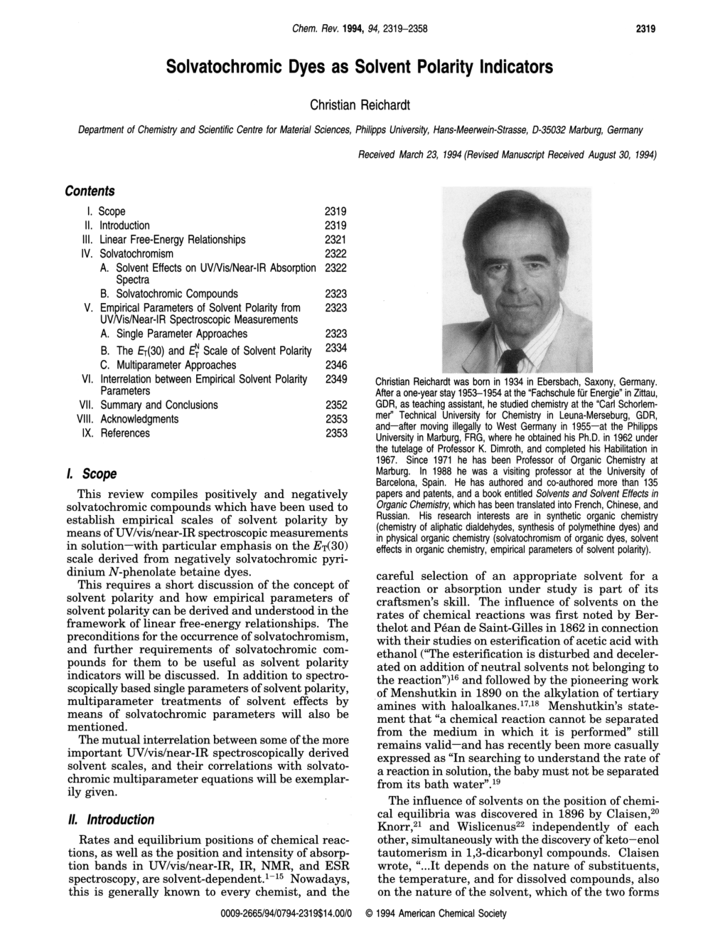 Solvatochromic Dyes As Solvent Polarity Indicators